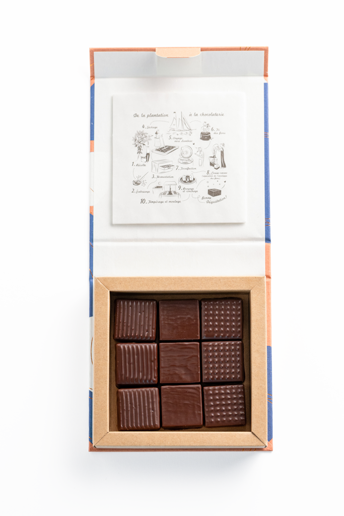 Coffret de ganaches chocolat pure origine (18 bonbons)